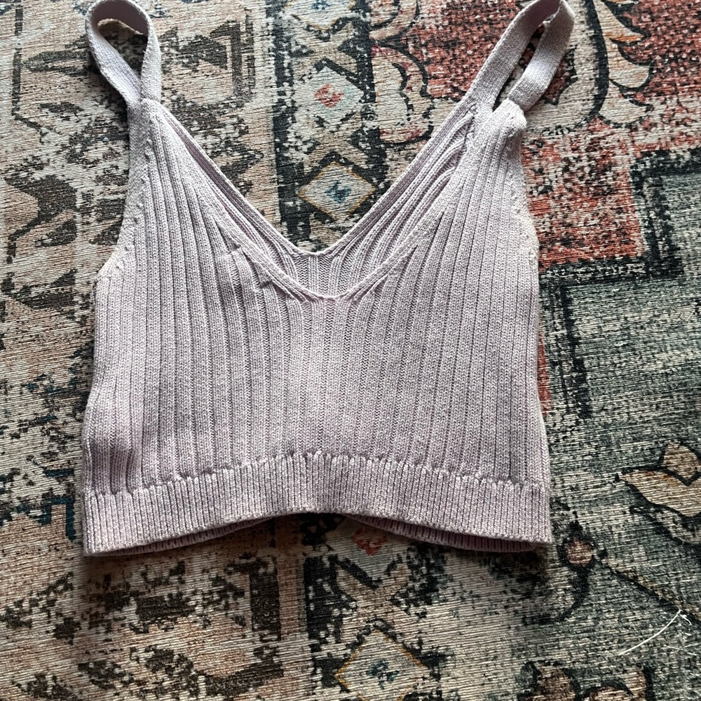 Aerie Lavender Ribbed Knit Tank Top